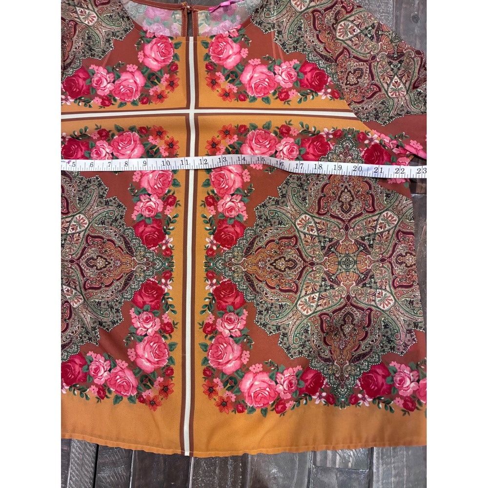 Flying Tomato Womens Blouse XL Paisley Floral Print Long Sleeve Round Neck Top - Picture 9 of 10